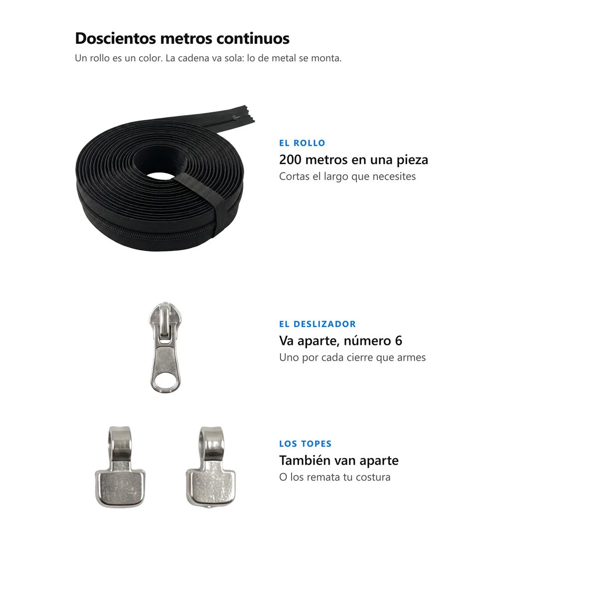 Cremallera Continua #6 por Rollo de 200 Metros