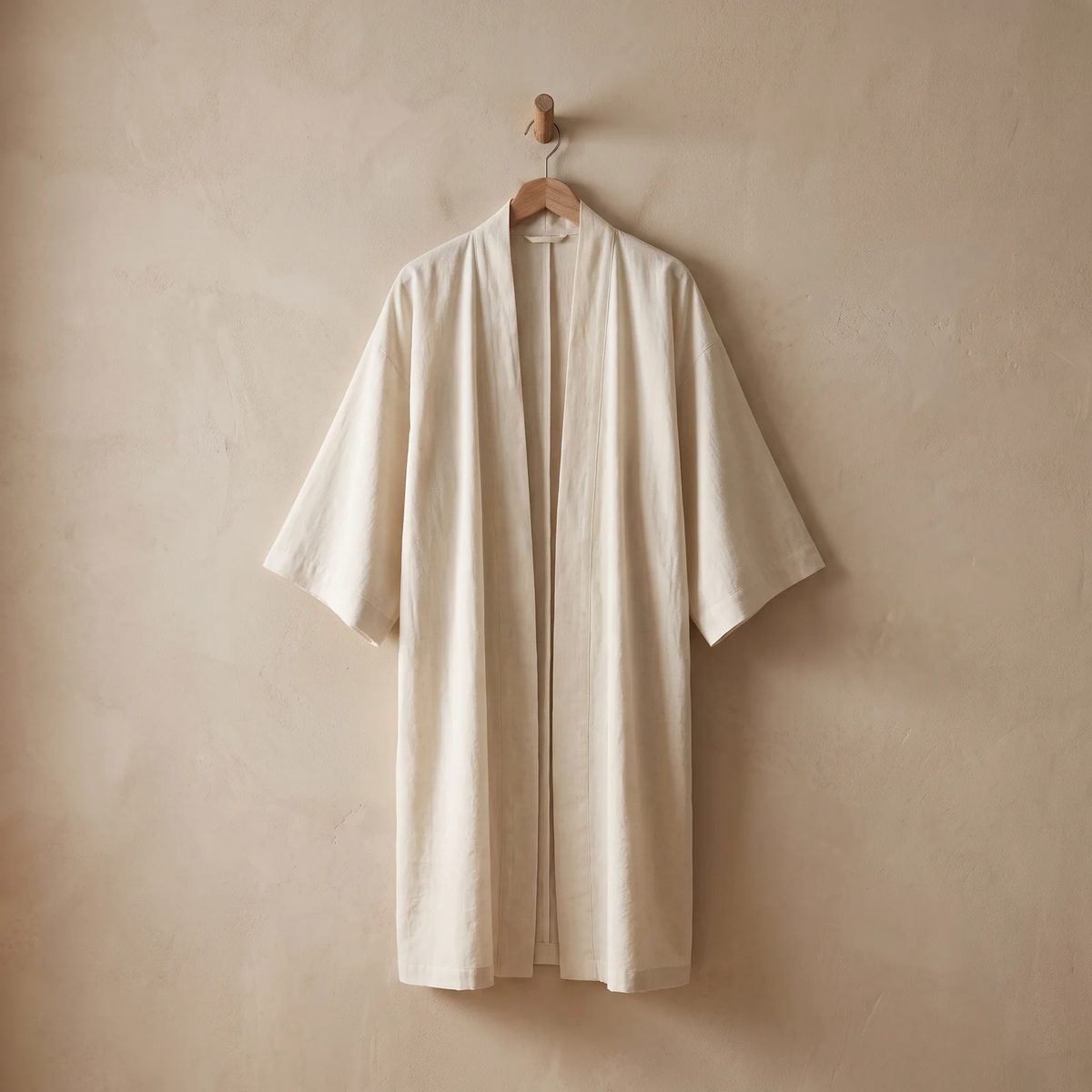 Bata tipo kimono en Lino Olán color crudo