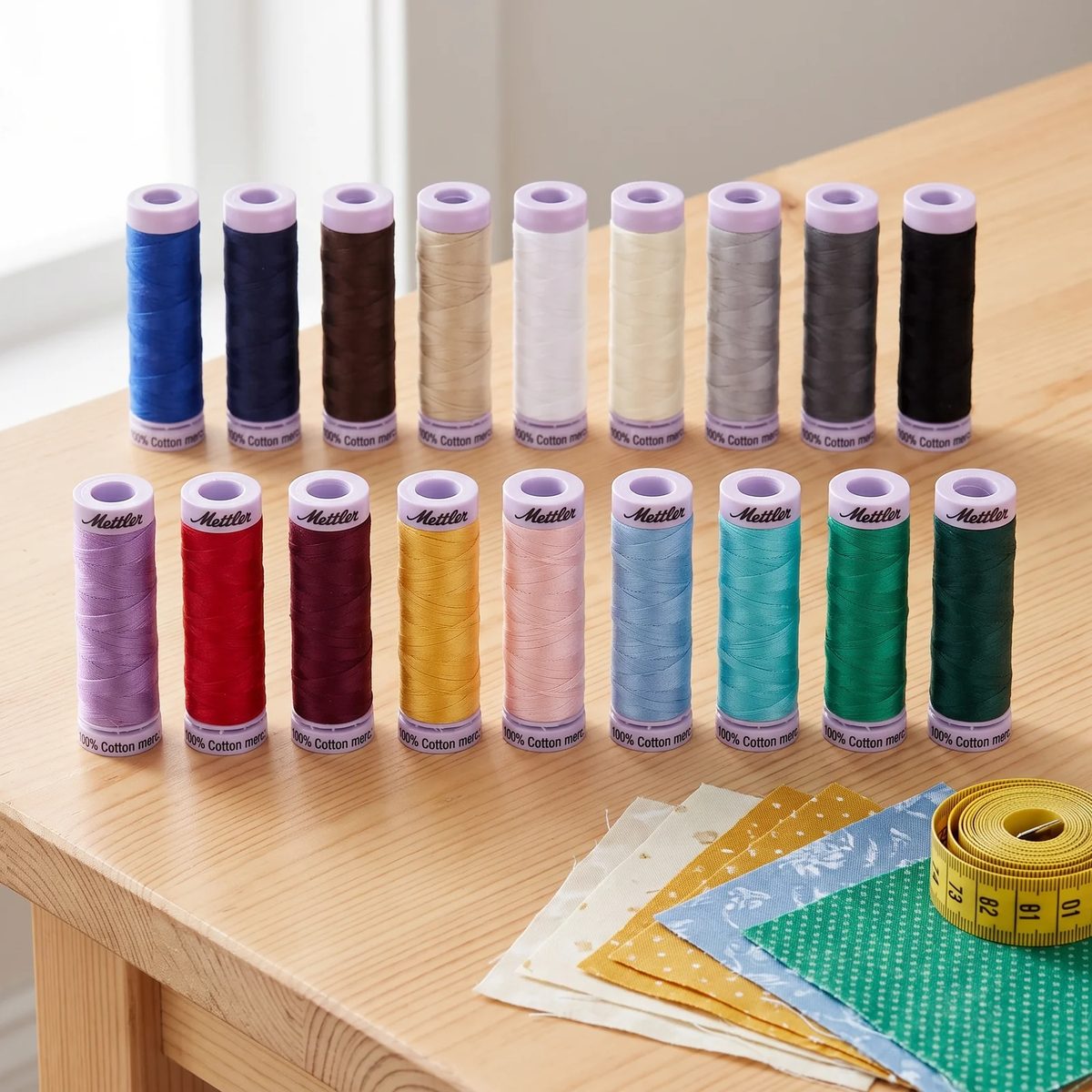 Juego de Hilos Mettler Silk-Finish de Algodón, 18 carretes