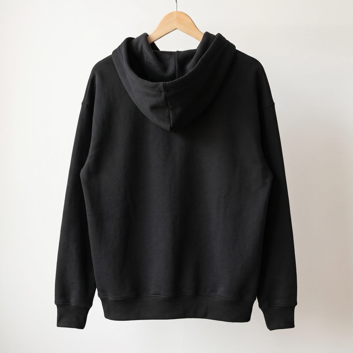 Hoodie oversize en Algodón Perchado Imperial color Negro, con el interior perchado a la vista, Textti