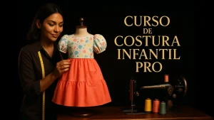 Miniatura premium del Curso de Costura Infantil Pro con costurera y vestido infantil